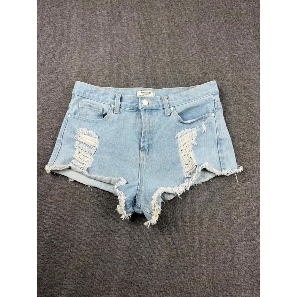 Forever 21 Light Wash Distressed Denim Shorts Size 28
